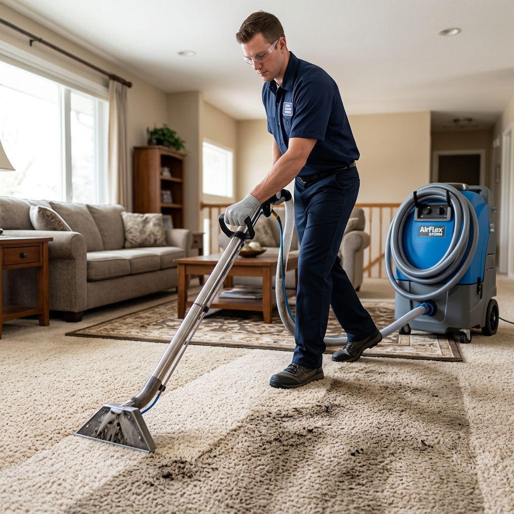Expert carpet cleaning machine extracting deep dirt from carpet fibres